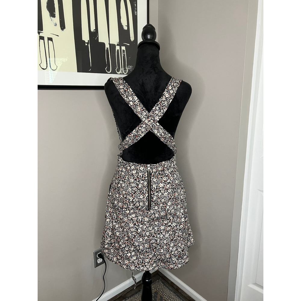 Free People Baby's Got It Denim Convertible Halter Floral Cotton Mini Dress Sz 8 - Picture 8 of 14